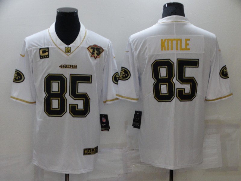 Men's San Francisco 49ers George Kittle #85 White 75th Anniversary Jersey